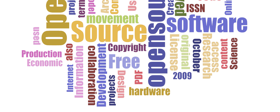 word cloud of open source words